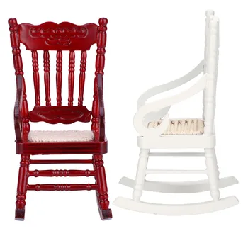 1:12 Miniatiūriniai Lėlių Supamoji Kėdė Medinė Kėdė Fotelis Modle Žaislai, Baldai Apsimesti Žaisti Doll House Dekoro Priedai