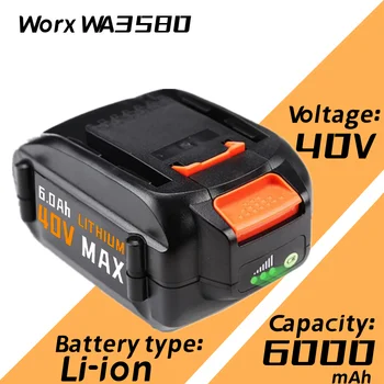 1-3 Pakuotės 40V WA3580 Ličio Baterija Worx 40V 6000mAh Baterija WG180 WG280 WG380 WG580 Pakeitimo Worx 40V Ličio Baterija