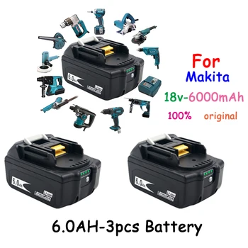 1-3PCS BL1860 Įkrovimo Baterija (akumuliatorius 18 V 6000mAh Ličio jonų už Makita 18v Baterijas BL1840 BL1850 BL1830 BL1860B LXT 400