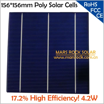 100vnt 4.2 W 0.5 V 6x6 Polikristaliniai Saulės elementai su 3 Busbar,17.2% Efektyvumas, Vienodos Spalvos,UPS,DHL, 