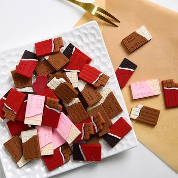 10vnt Mėgsta Šokoladą Pakabukai Modeliavimas 3D Desertas Maisto Mini Rankų darbo Ornamentas Medžiaga Butas Atgal 