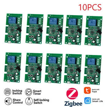 10VNT Tuya Smart Switch Module Zigbee RF Kontrolės 7-32V 85-250V 1CH Smart Home Jungiklis Jutiklis Ne Shell