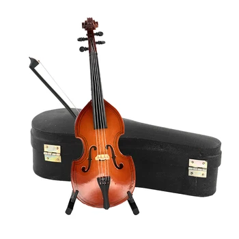 1Pcs Mediniai Miniatiūriniai Bass Violončelė Modelis su Paramos Mini Muzikos Instrumentas, 1/12 Lėlių 1/6 Veiksmų skaičius, Priedai ob11
