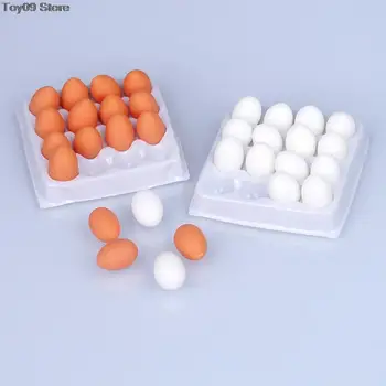 1Set Lėlių Modeliavimas Kiaušiniai Miniatiūriniai Mini Kiaušinių Dėklas Lėlių Virtuvės Reikmenys Modelį, Žaislų, Virtuvės Dekoras