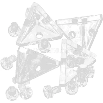200PCS Skaidrus Trikampis Akrilo Kampas Kodai stačiu Kampu Baldai Kampe Petnešos Bendras Laikiklis Laikikliai Jungtys su Varžtu