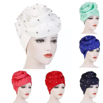 2023 Gėlių Pynimas Turbaną Kepurės Moterų Skrybėlės Afrikos Headwrap Paprastas Musulmonų Gėlių Kepurės Galvos Ruožas Gele Ponios Hijab variklio Dangčio W J1G1