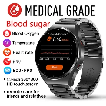 2023 Naujas Ne invazinės Cukraus kiekis Kraujyje, EKG+PPG Smart Watch Vyrų Širdies ritmas, Kraujo Deguonies Sveikatos Smartwatch IP67 atsparus Vandeniui Sporto Žiūrėti
