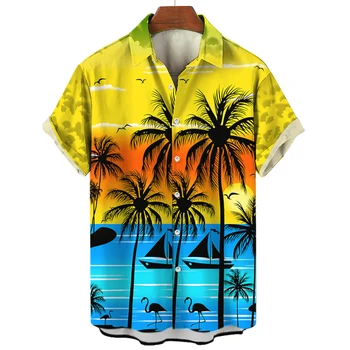 2023 Vyrų Havajų Marškinėliai 3d Beach Kokoso Medžio Marškinėliai Vyrams Mados Marškinėliai Vyrams, Moterims Tee Kvėpuojantis Vasaros Šalis Trumpas Rankovės
