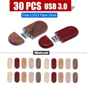 30pcs Nemokamai Custo Logotipą, Medinės USB 3.0 Flash Drive, 128GB Asmeninis Logotipas Vestuvių Dovaną, Memory Stick 64GB Medienos Pendrive 32GB U disko