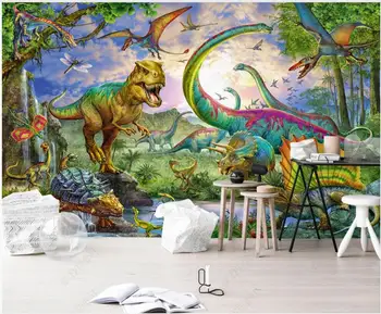 3d foto tapetai užsakymą freskos Animacinių filmų Juros periodo Parkas Dinozauro Tyrannosaurus kambarį tapetai sienos ritininis namų dekoro