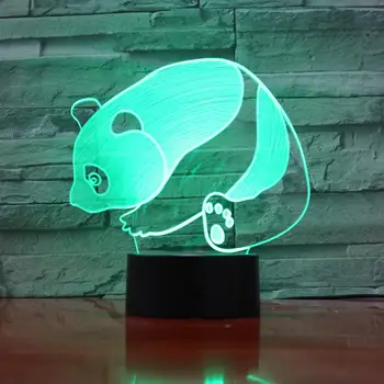 3D Lempos Panda Gyvūnų 7 Spalvinga Vaizdo Stereo Panda Touch Žibintai 3D naktinė lempa USB Led Naujovė Stalas Stalo Šviesos Armatūra 968