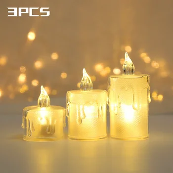 3PCS Elektroninė Žvakė Gimtadienio Šventė Romantiška Atmosfera Apdailos LED Kalėdų Padėkos Mini Naktį Šviesos