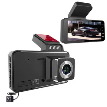 4 colių dashcam dual camera hd naktinio matymo automobilių dvr 2 kanalo brūkšnys cam dual lents priekiniai ir galiniai dvigubas objektyvas HD 1080p brūkšnys cam