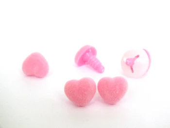 40pcs 15/18mm rožinė Širdis flocking Trikampio saugos žaislą, nosies ir minkštos plovimo 
