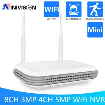 4CH 5MP/8CH 3MP Mini Wifi NVR Veido Aptikimo Xmeye iCsee Vaizdo įrašymo TF Kortelės Lizdas Bevielis Saugumo Sistema 2.5