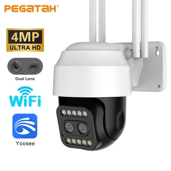 4MP PTZ Kamera, WiFi, Dual Lens Spalvotas Naktinis Matymas Žmogaus Aptikimo CCTV Vaizdo Stebėjimo Kamera Home Security IP Kameros
