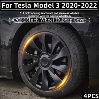 4PCS 18 Colių Stebulės Dangtelis Tesla Model 3 2018-2023 Veiklos Pakeitimo Varantys Bžūp Automobilių Hubcap Visą Ratlankio Dangtelis Priedai