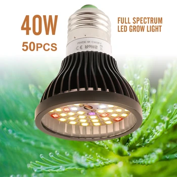 50pcs/daug 56 LED Grow Light Bulb Visą Spektrą Fito Lempa Hydroponics Auginti Gėles, Kambarinių Augalų Augimo Apšvietimo E27