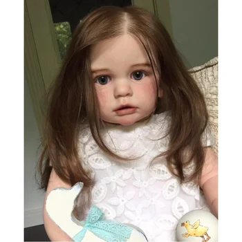 60cm Realistiškas 3D-Dažų Odos Minkštas Vinilo Silikono Reborn Baby Doll Girl Audinio, Organo Ilgi Plaukai Princesė Mažylis Gyvas