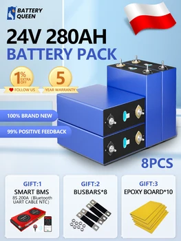 8pcs LifePO4 280AH Baterija 8S24V LifePO4 Baterija 8S250A Smart BMS su 