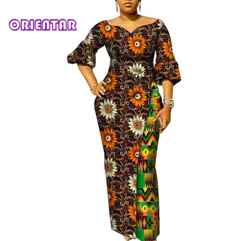Afrikos Suknelės Moterims Kratinys Ankara Suknelė Žibintų Rankovėmis Maxi Suknelė Moterys Šalis Dress Lady Afrikos Drabužius WY9937