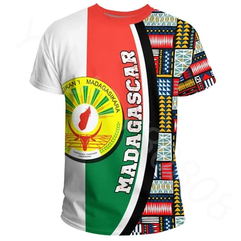 Afrikos vyrų apvalios kaklo vasaros trumparankoviai sportinis stilius ypatingas atsitiktinis mados Madagaskaras T-shirt Uolų stilius
