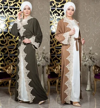 Artimųjų Rytų Musulmonų Vakaro Suknelės Dubajus Arabų Ilgomis Rankovėmis Vakare Chalatai Derliaus Ruda Promenadzie Suknelė Su Appliques Su Varčios 2019