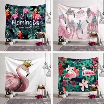 Atogrąžų Lapai Flamingo Modelis Meno Gobelenas Sienos Kabo Dekoratyvinis Vestuves Dekoro Lovatiesė Paplūdimio Rankšluostį Jogos Iškylą Kilimėlis