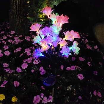 Atsparus vandeniui Sodas, Saulės Šviesos, Saulės Energijos Kiemo Dekoracija LED Modeliavimas Camellia Žiedų Vejos Šviesos Optinio Pluošto Gėlių