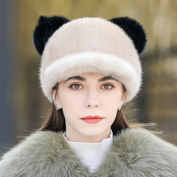 Audinės Kailio Kepurę Moterims Žiemos korėjos Versija Sutirštės Cute Kačių Ausų Skrybėlių Mados Užsienio Stiliaus Žiemos Antis Bžūp
