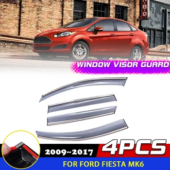 Automobilių stiklai, Antveidžiai Ford Fiesta MK6 Sedanas 2009 M.~2017 Durų Angos Reflektoriai Dūmų Guard Padengti, Tentai, Saulės, Lietaus Antakių Priedai
