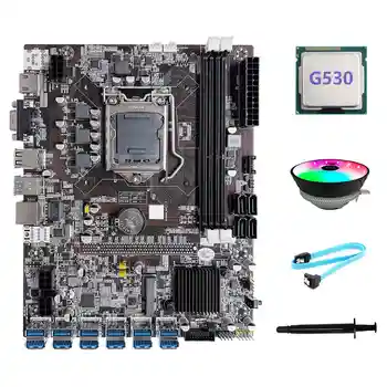 B75 ETH Kasybos Plokštė 12 PCIE su LGA1155 USB Plokštė su G530 CPU+RGB Aušinimo Ventiliatorius+Terminis Tepalas+SATA Kabelis