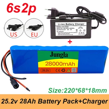 Batterie ličio 6S2P 25.2 V 28Ah 18650 de haute qualité 24V 28000mah avec BMS stiprintuvas de vélo électrique + chargeur