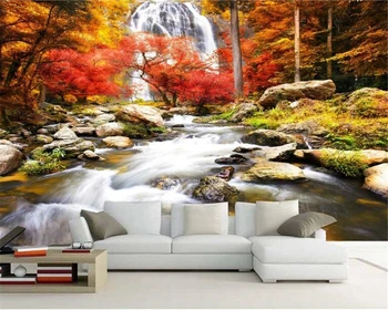 beibehang HD mados aukso tapetai klevo lapų rudens peizažas gražus minimalistinis fono sienos papel de parede tapety