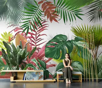 beibehang užsakymą Pietryčių Azijos tropinių miškų augalų, dekoruoti kambarį, TV foną miegamajame, apimantis freskos