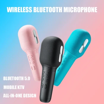 Bevielis Karaoke Mikrofonas Bluetooth 5.0 USB Nešiojamą Kondensatoriaus Mikrofonas Nešiojamų Profesinės Garsiakalbis Mini Namų KTV Žaidėjas Dainuoti