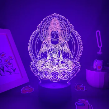 Bodhisatvos Guanyin 3D LED Neon Naktį Žibintai Gimtadienio Dovana Draugui Miegamasis Manga Dekoro Geriausia Pardavimo Lavos Lempos Avalokitešvara