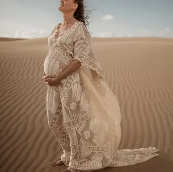Boho Nėštumo Priedai Motinystės Suknelės Photoshoot Skraiste už Nuotaka Bohemijos Vestuvių Suknelė Kaftan Stiliaus Su Mėnulio Dangaus