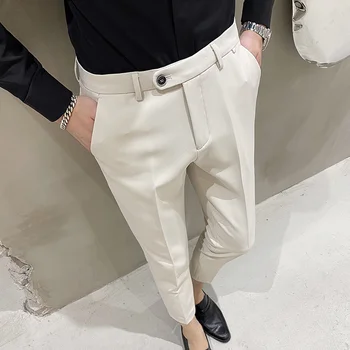 Britų Stiliaus Pantalon Homme Pavasarį, Rudenį Kietas Kostiumas Kelnės Drabužių 2023 Verslo Oficialią Dėvėti Slim Fit Office Kelnės C98