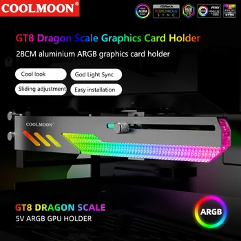 COOLMOON GT8 Horizontalus GPU Paramos Grafika Kortelės Laikiklis, stacionaraus KOMPIUTERIO Atveju 5V 3Pin ARGB AURA SINCHRONIZUOTI Vaizdo plokštė Stovėti VGA Turėtojas