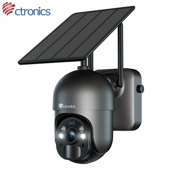Ctronics Saugumo Kameros Saulės Skydelis, WiFi Lauko 10000mAh Baterija PIR Žmogaus Aptikimo IP Kameros 360 PTZ 1080P Naktinio Matymo VAIZDO