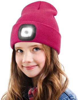 D5 LED Kepuraitė Žibintai Skrybėlę su Šviesos Vaikams Unisex USB Įkrovimo Šviesos Iki Skrybėlę Reguliuojamas Ryškumas Bžūp Žiemos Žibintuvėlis