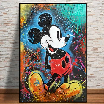 Disney Spalvingas Mickey Mouse Sienos Meno Plakatas Ir Spausdinimo Drobės Tapybos Abstrakčiai Darželio Kūdikių Vaikai Kambario Dekoro