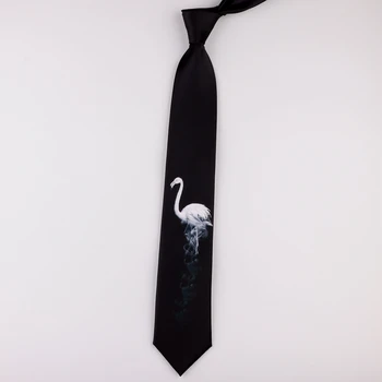 Dizainas, spausdinimo kūrybos kaklaraištis atsitiktinis tendencija asmenybės literatūros jaunimo berniukai ir mergaitė juoda ir balta flamingo mados kaklaraištis dydis 7CM
