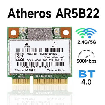 Dvigubos Juostos 300Mbps Wifi AR5B22 2.4 G/5 ghz Bevielio 802.11 a/b/g/n) Half Mini PCI-E WLAN 4.0 