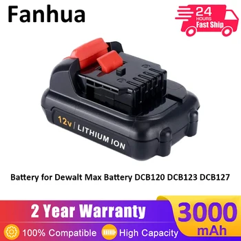 Fanhua DCB120 12V 3000/6000mAh Li-Ion Bateriją už Dewalt Baterija Max DCB120 DCB123 DCB127 Didelės Talpos