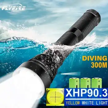 Galingiausias nardymo žibintuvėlis 18650 XHP90.3 Usb Įkrovimo profesionalių nardymo žibintuvėlis šviesos IPX8 vandeniui povandeninis žibintas