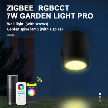 GLEDOPTO Zigbee3.0 RGBCCT Sodo Smaigalys Lempos Smart 7W LED Siena Šviesos Karka Mount IP66 atsparus Vandeniui Grassplot Vejos Kieme Šalis