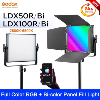 Godox LDX50Bi/50R/100Bi/100R 120W Pritemdomi LED Vaizdo Šviesos Kolegijos Fill-in-camera Lempos 2800K-6500K RGB Full Užpildykite Šviesa
