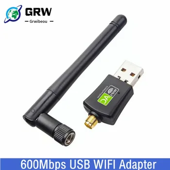 Grwibeou 600Mbps USB Adapteris Su Antena Dual Band 5 ghz iki 2,4 Ghz Belaidžio Tinklo Kortelė Plug and Play PC Nešiojamas Nemokama Vairuotojo